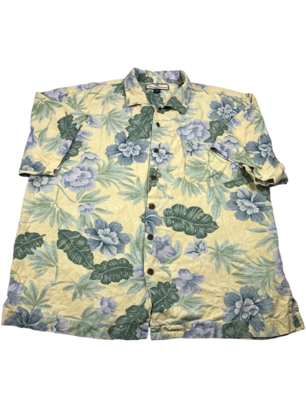 Tommy Bahama Mens Silk Tropical Button Front Shirt Short Sleeve Resort Casual XL